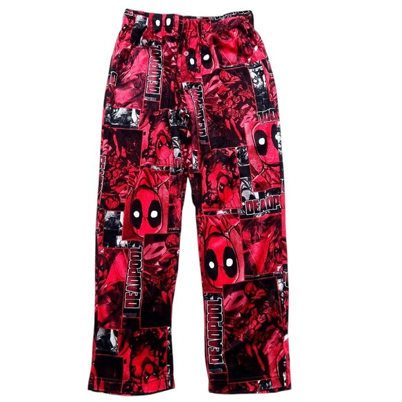 Marvel Deadpool Pajama Pants Mens Size M Red Black Soft Fleece Bottoms - Picture 1 of 4